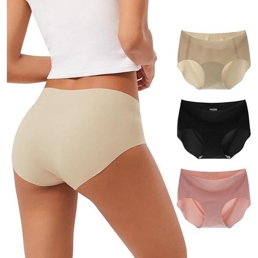 Set of 3 INNERSY Women's S Seamless No Show Hipster Panties Invisible Light